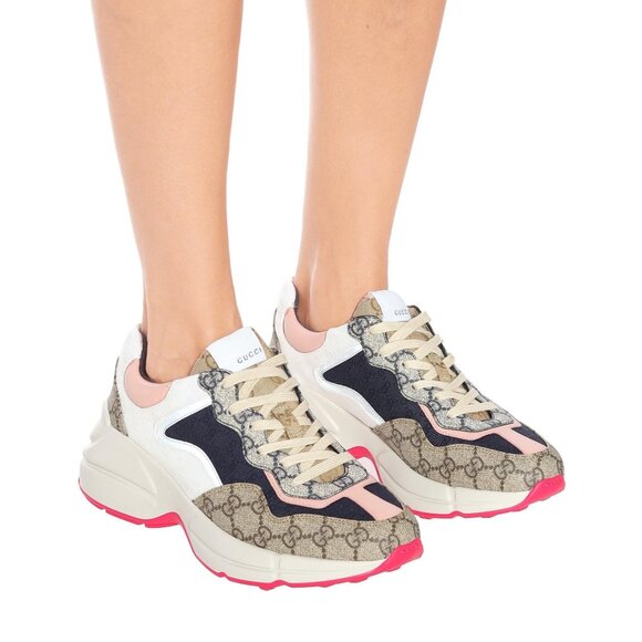 Gucci Women’s GG Rhyton Canvas Leather Low Top Sneakers Multicolor EU36.5 620185 - Picture 12 of 12